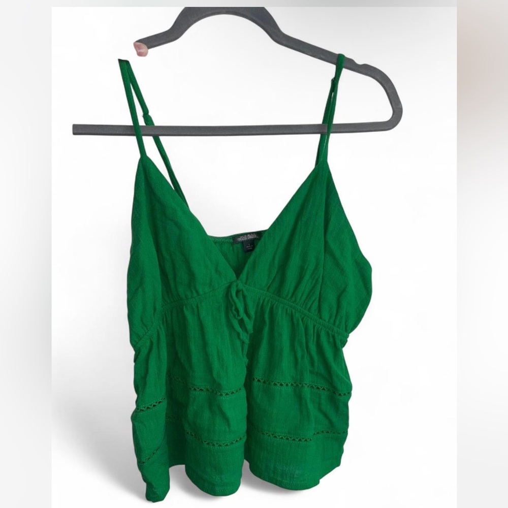 Wild Fable Green Ruched Tie Front Camisole